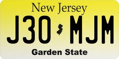 NJ license plate J30MJM