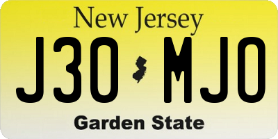 NJ license plate J30MJO