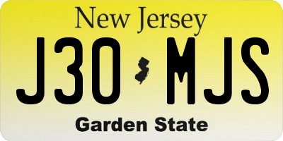 NJ license plate J30MJS