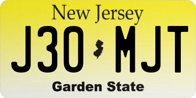 NJ license plate J30MJT