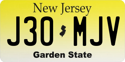 NJ license plate J30MJV
