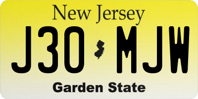 NJ license plate J30MJW