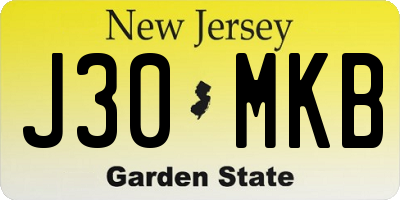 NJ license plate J30MKB