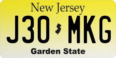 NJ license plate J30MKG