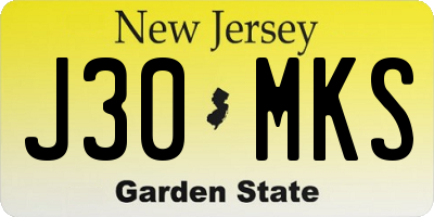 NJ license plate J30MKS