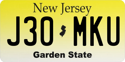 NJ license plate J30MKU
