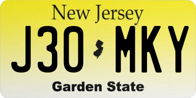 NJ license plate J30MKY