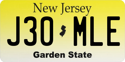 NJ license plate J30MLE