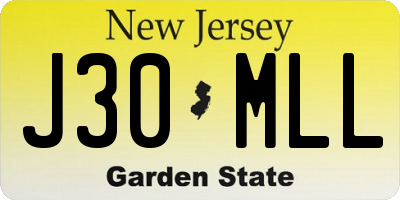 NJ license plate J30MLL