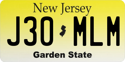 NJ license plate J30MLM