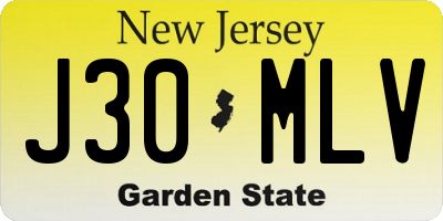 NJ license plate J30MLV