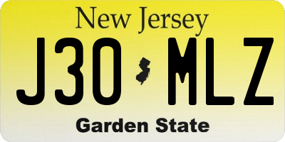 NJ license plate J30MLZ