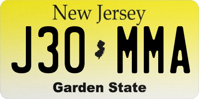 NJ license plate J30MMA