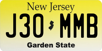 NJ license plate J30MMB