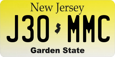 NJ license plate J30MMC