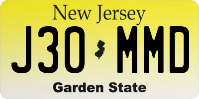 NJ license plate J30MMD