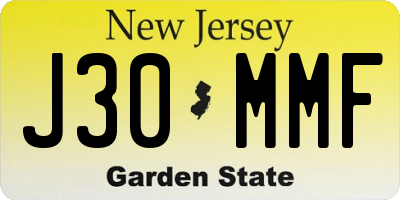 NJ license plate J30MMF