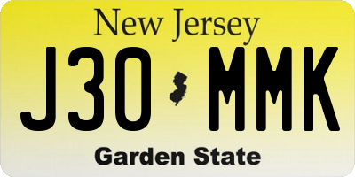 NJ license plate J30MMK
