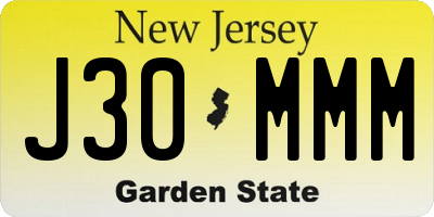 NJ license plate J30MMM