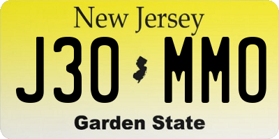 NJ license plate J30MMO
