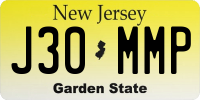 NJ license plate J30MMP