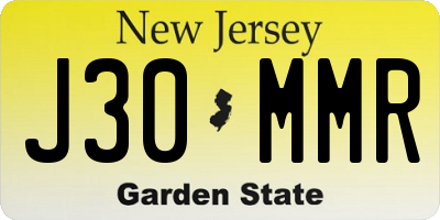 NJ license plate J30MMR