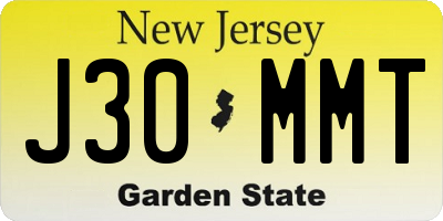 NJ license plate J30MMT
