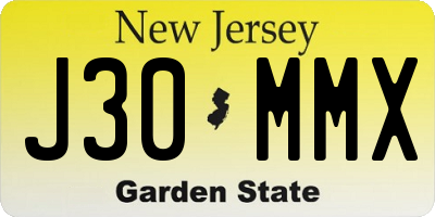 NJ license plate J30MMX