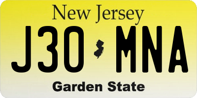 NJ license plate J30MNA