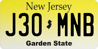 NJ license plate J30MNB