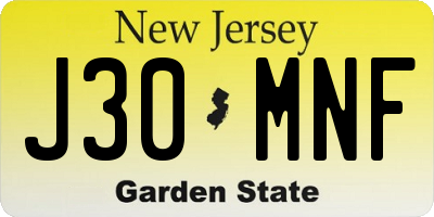 NJ license plate J30MNF