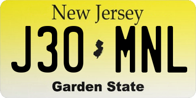 NJ license plate J30MNL