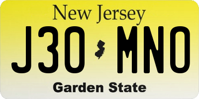 NJ license plate J30MNO
