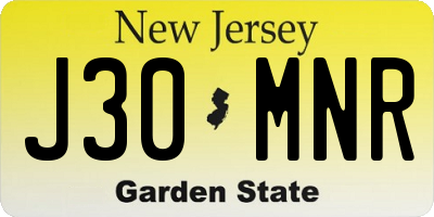 NJ license plate J30MNR