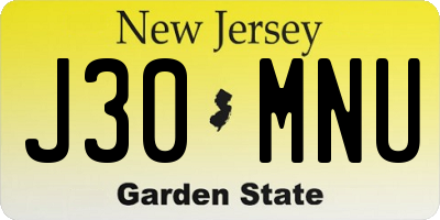 NJ license plate J30MNU