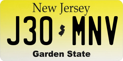 NJ license plate J30MNV