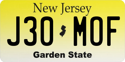 NJ license plate J30MOF