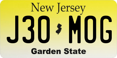 NJ license plate J30MOG