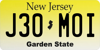 NJ license plate J30MOI
