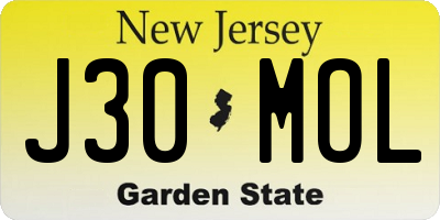 NJ license plate J30MOL