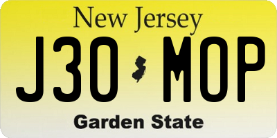 NJ license plate J30MOP