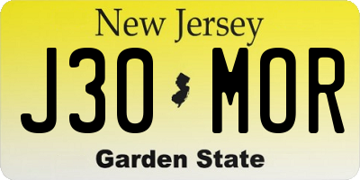 NJ license plate J30MOR