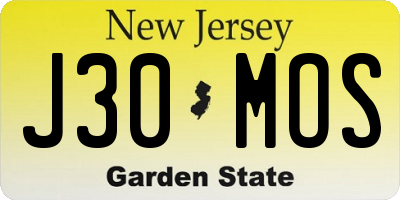 NJ license plate J30MOS