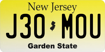 NJ license plate J30MOU
