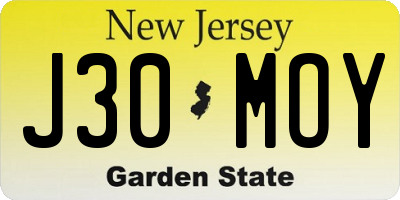 NJ license plate J30MOY