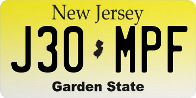 NJ license plate J30MPF