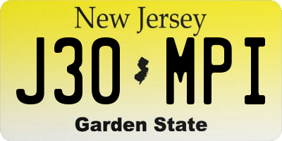 NJ license plate J30MPI