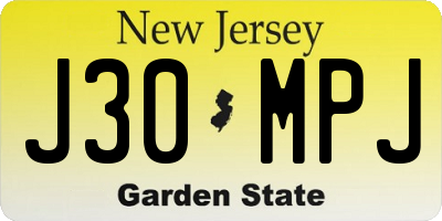 NJ license plate J30MPJ