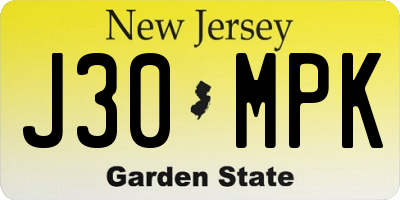 NJ license plate J30MPK