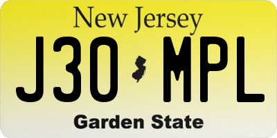 NJ license plate J30MPL